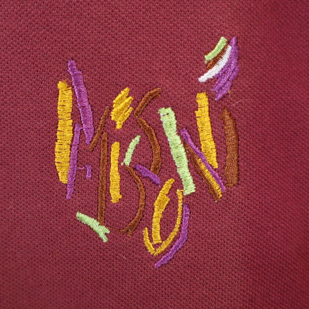 Missoni ミッソーニ 未使用 イタリア製 長袖 ポロシャツ S エンジ MARE 鹿の子地 タグ付き メンズ