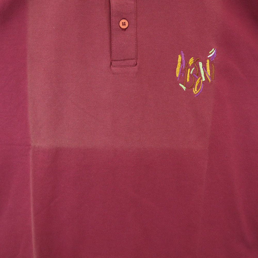 Missoni ミッソーニ 未使用 イタリア製 長袖 ポロシャツ S エンジ MARE 鹿の子地 タグ付き メンズ