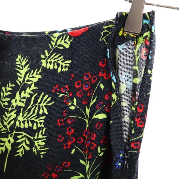 VERSACE ヴェルサーチ イタリア製 花柄 薄手 ロングパンツ 24/38 ブラック系 サイドジップ レディース