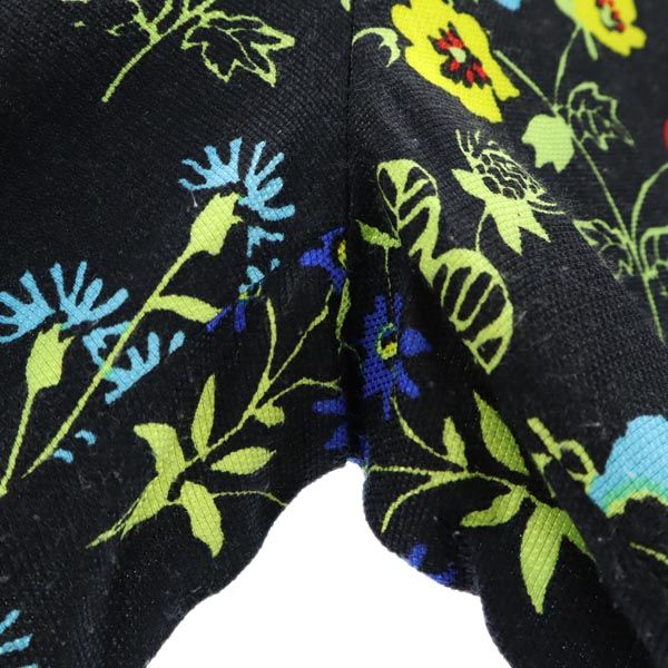 VERSACE ヴェルサーチ イタリア製 花柄 薄手 ロングパンツ 24/38 ブラック系 サイドジップ レディース