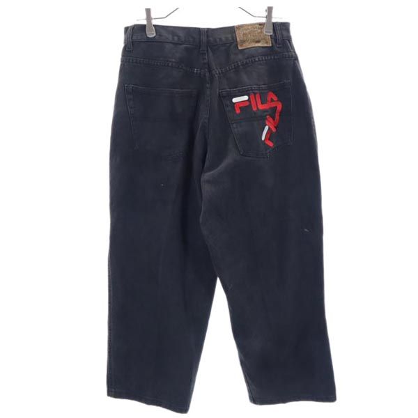 FILA フィラ 90s クロップド ワイド デニムパンツ w32 ブラウン系 ジーパン メンズ