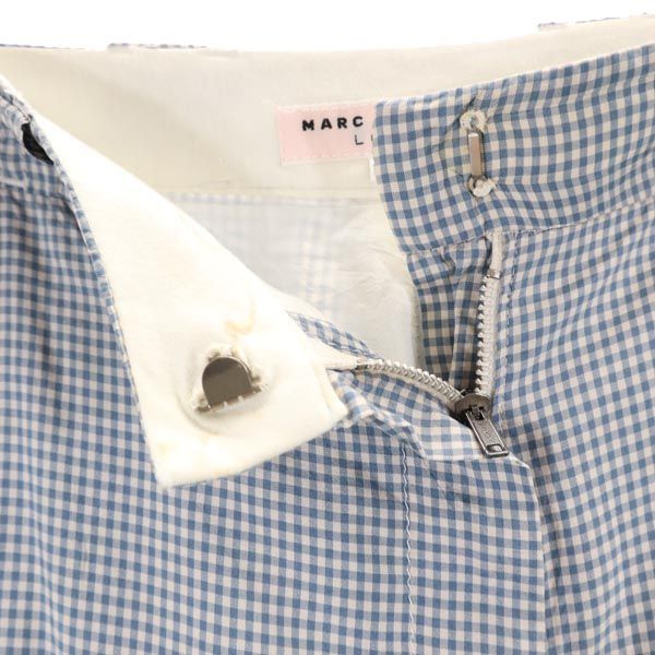MARC JACOBS マークジェイコブス シルク チェック柄 パンツ 4 青×白 レディース
