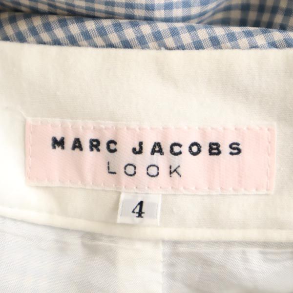 MARC JACOBS マークジェイコブス シルク チェック柄 パンツ 4 青×白 レディース