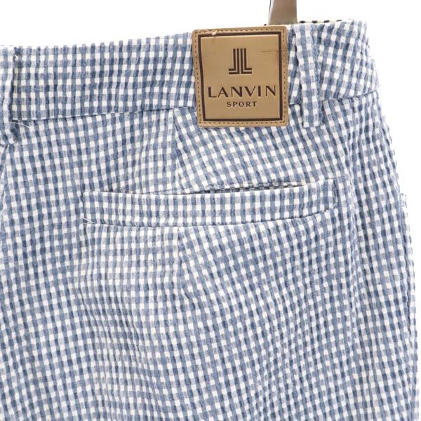 LANVIN ランバン チェック柄 クロップドパンツ 42 ブルー×ホワイト レディース