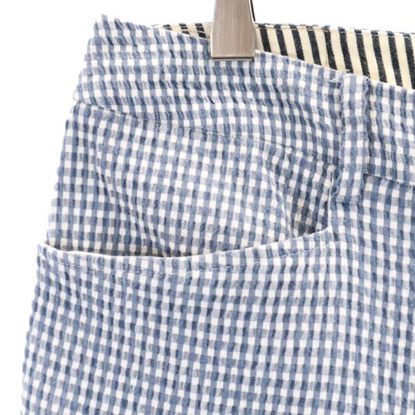 LANVIN ランバン チェック柄 クロップドパンツ 42 ブルー×ホワイト レディース