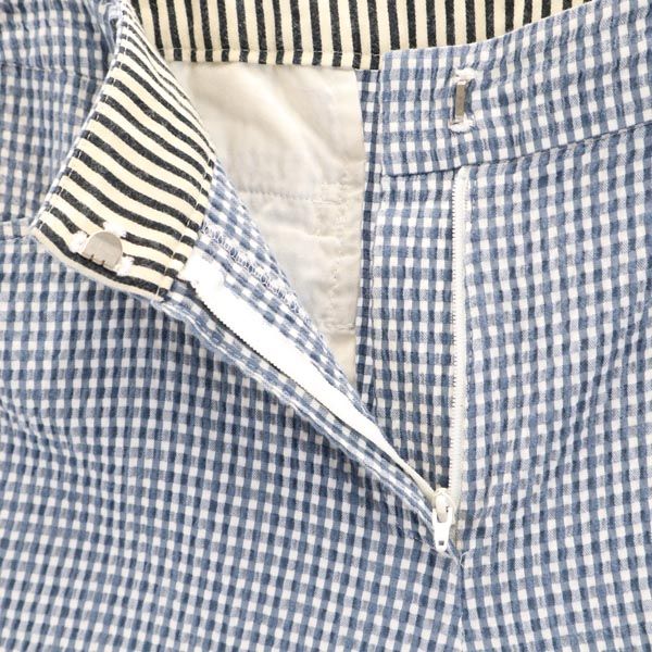 LANVIN ランバン チェック柄 クロップドパンツ 42 ブルー×ホワイト レディース