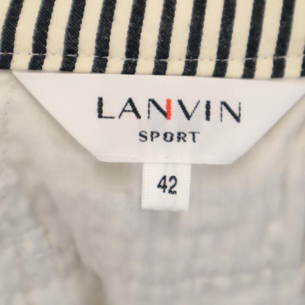 LANVIN ランバン チェック柄 クロップドパンツ 42 ブルー×ホワイト レディース