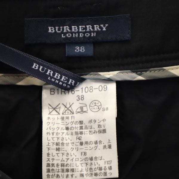 BURBERRY バーバリー 三陽商会 日本製 ウールブレンド クロップド スラックスパンツ 38 黒 テーパードパンツ レディース