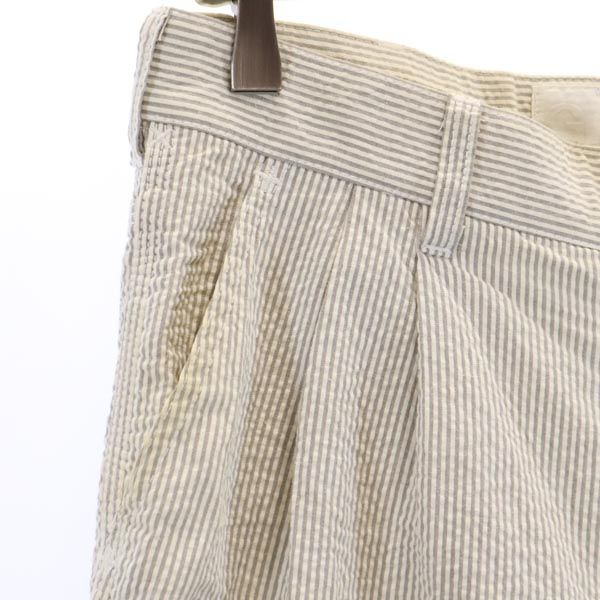 ガンリュウ 2013年 コムデギャルソン 日本製 リネンブレンド ストライプ柄 ペインターパンツ S グレー×白 GANRYU メンズ