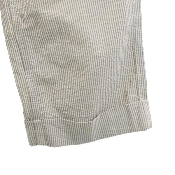 ガンリュウ 2013年 コムデギャルソン 日本製 リネンブレンド ストライプ柄 ペインターパンツ S グレー×白 GANRYU メンズ