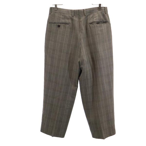 LANCEL ランセル 日本製 ウール チェック ロングパンツ 79 ブラウン系 メンズ