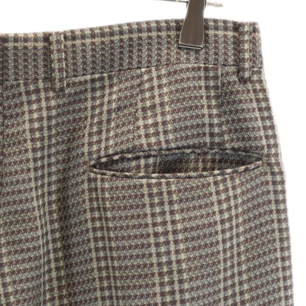 LANCEL ランセル 日本製 ウール チェック ロングパンツ 79 ブラウン系 メンズ