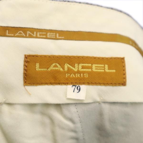 LANCEL ランセル 日本製 ウール チェック ロングパンツ 79 ブラウン系 メンズ