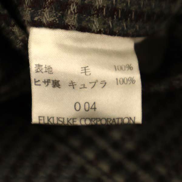LANCEL ランセル 日本製 ウール チェック ロングパンツ 79 ブラウン系 メンズ