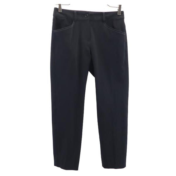 LANVIN ランバン 日本製 クロップドパンツ 36 ブラック系 ロゴ レディース