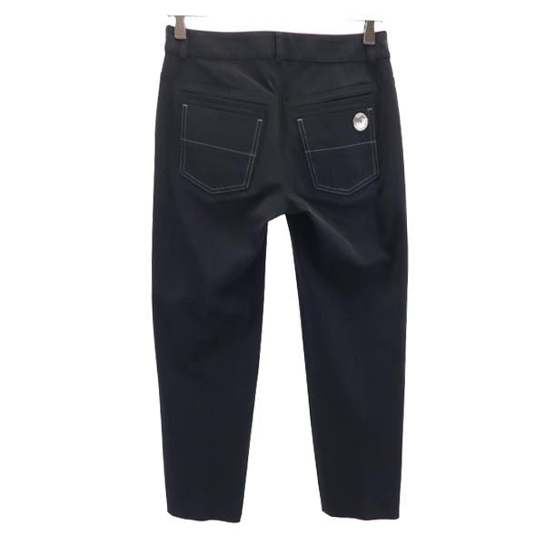 LANVIN ランバン 日本製 クロップドパンツ 36 ブラック系 ロゴ レディース