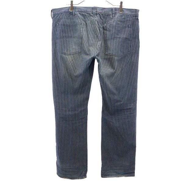 ARMANI EXCHANGE アルマーニエクスチェンジ ストライプ デニムパンツ 38 ブルー系 ボタンフライ メンズ