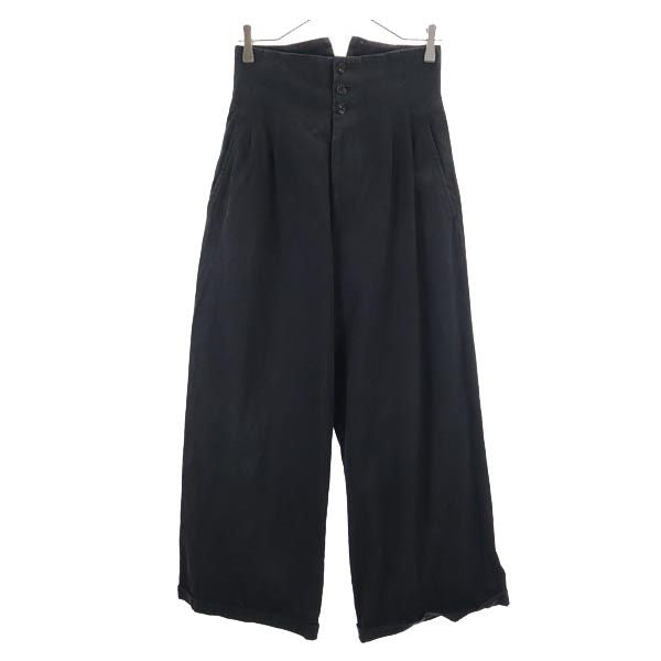 Yohji Yamamoto ヨウジヤマモト ハイウエスト ロングパンツ 1 ブラック レディース