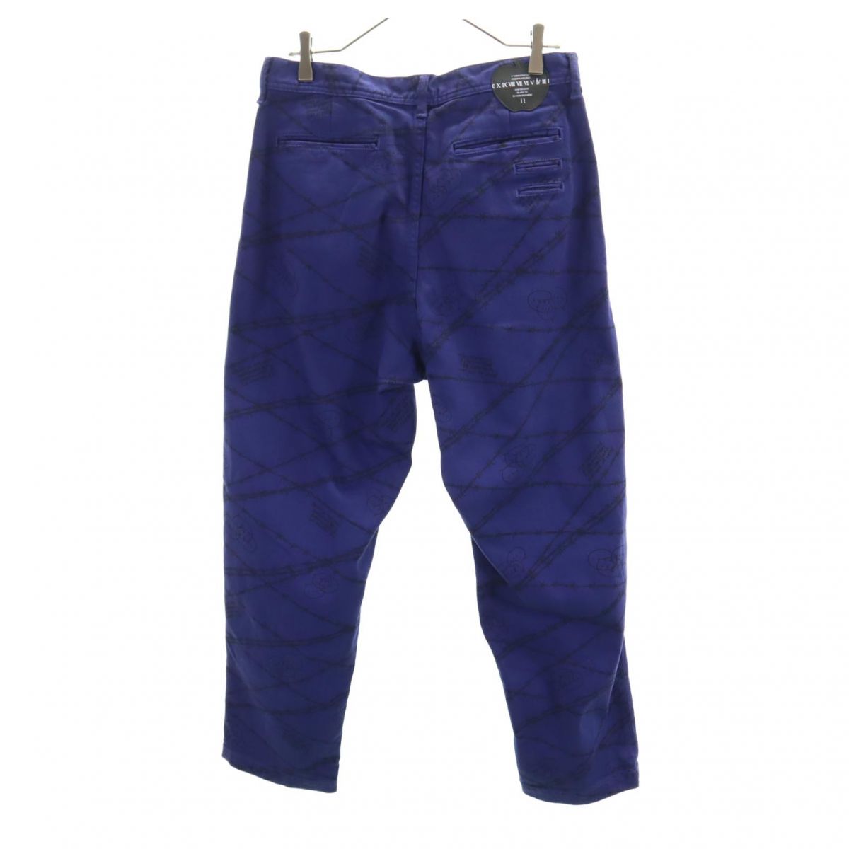 SHAREEF シャリーフ 日本製 総柄 ロングパンツ 2 ブルー系 ボタンフライ メンズ