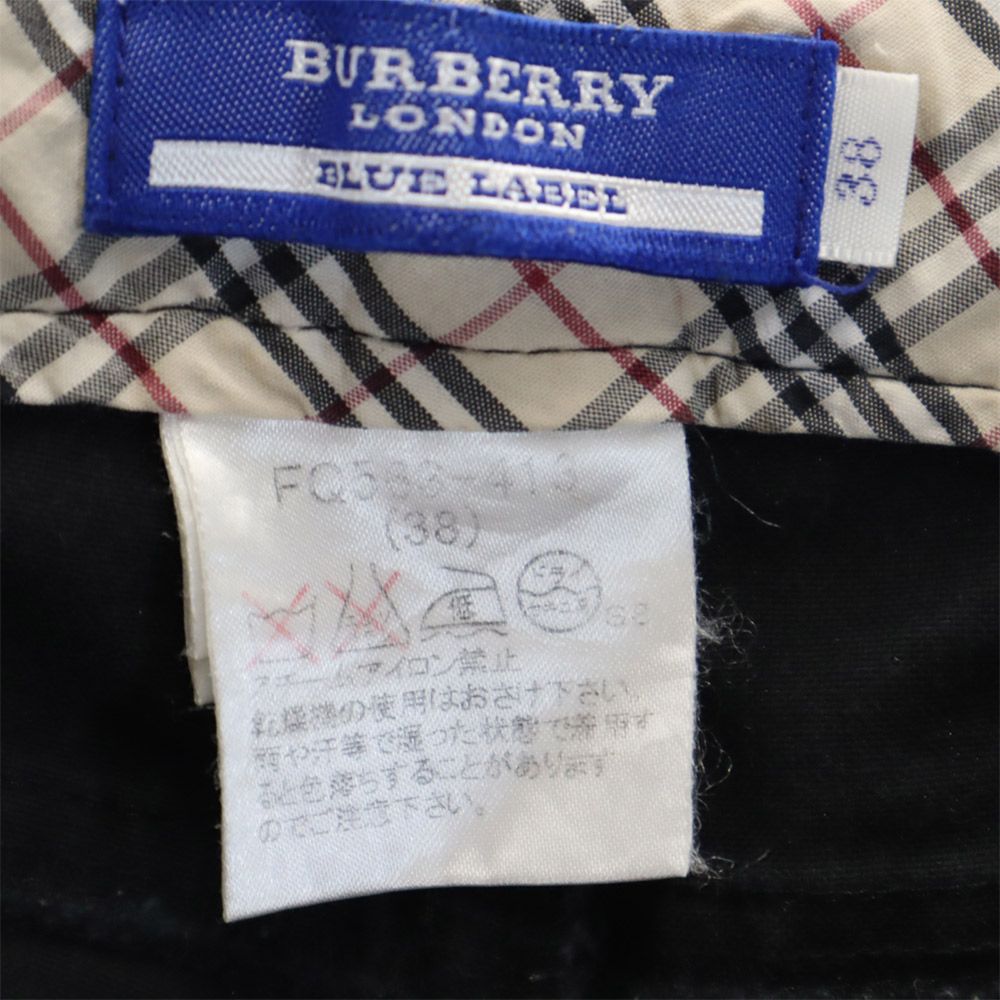 バーバリーブルーレーベル 三陽商会 カーゴパンツ 38 黒 BURBERRY BLUE LABEL レディース