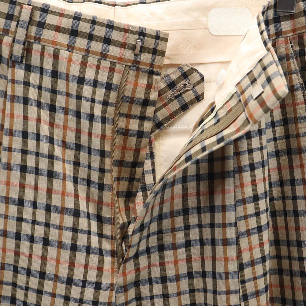 ダックス 日本製 ウールブレンド チェック柄 スラックスパンツ 82 ベージュ系 DAKS メンズ
