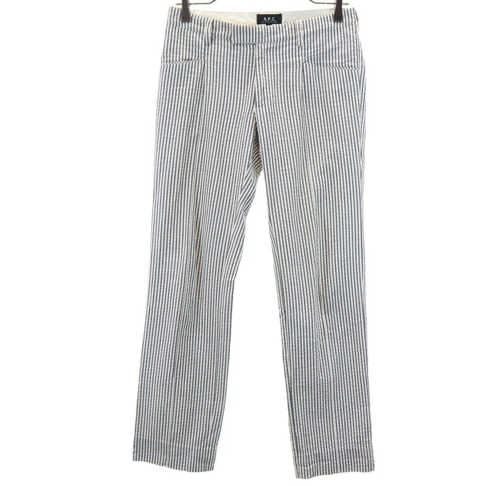 A.P.C. アーペーセー フランス製 ストライプ ストレートパンツ 36 ブラック×ホワイト レディース