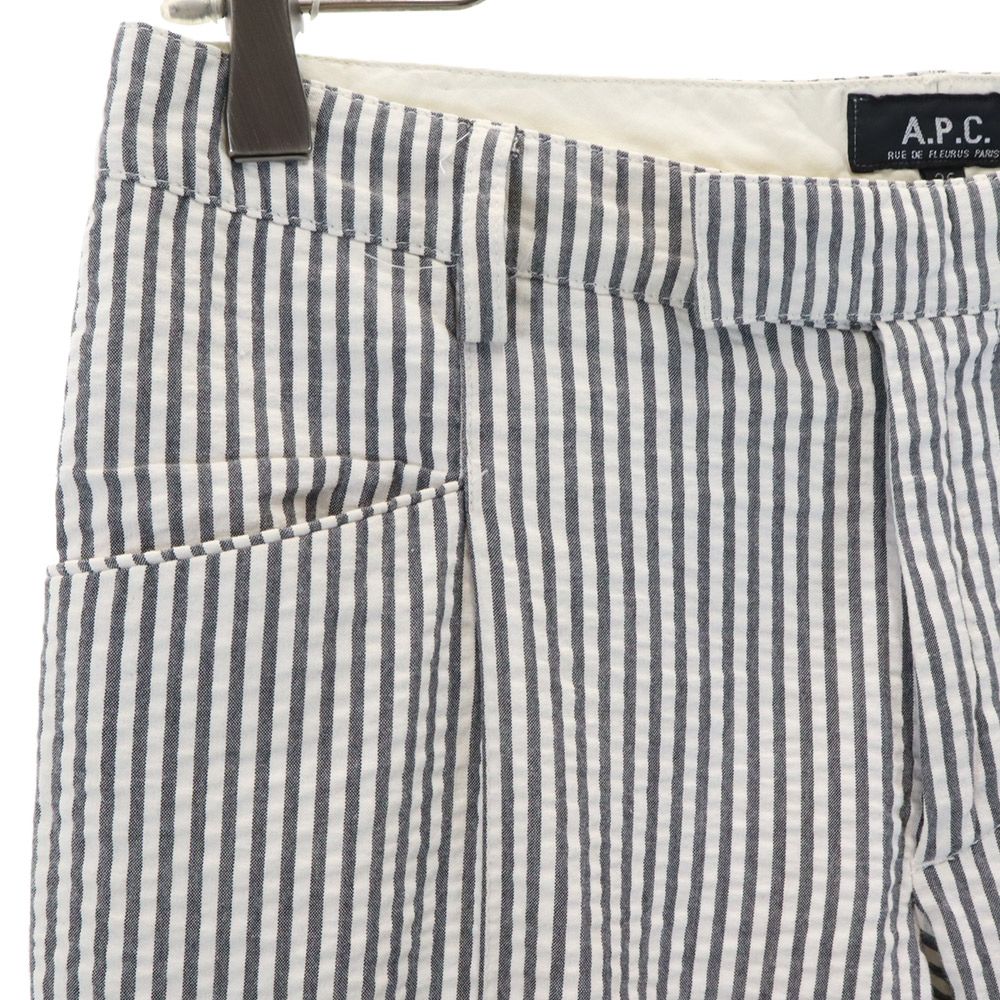 A.P.C. アーペーセー フランス製 ストライプ ストレートパンツ 36 ブラック×ホワイト レディース