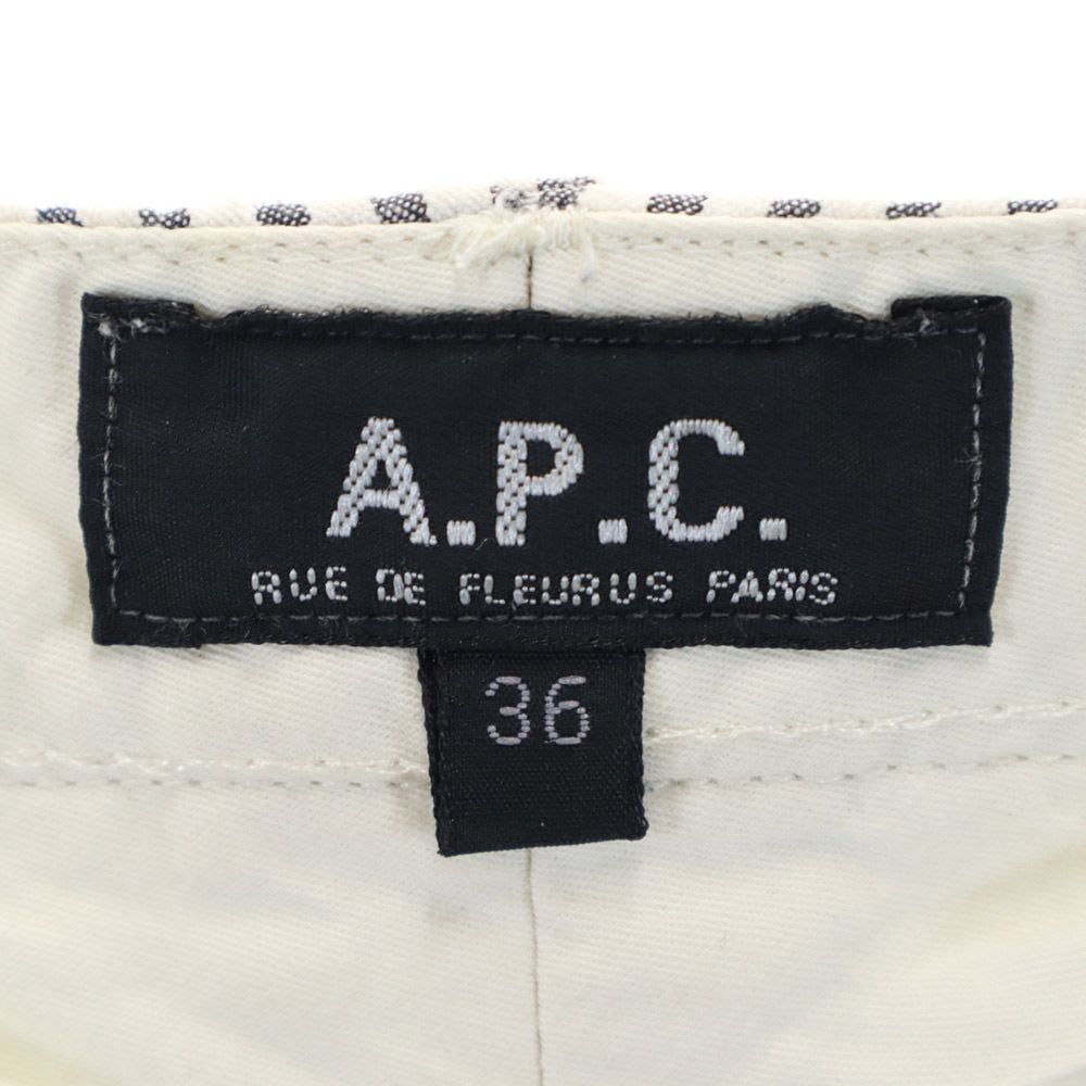 A.P.C. アーペーセー フランス製 ストライプ ストレートパンツ 36 ブラック×ホワイト レディース