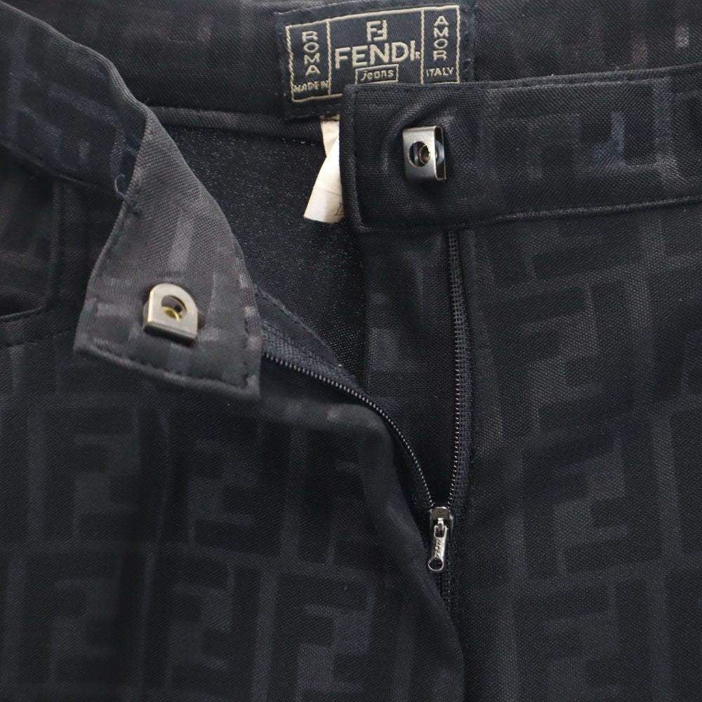 フェンディ イタリア製 総柄 スラックスパンツ L 黒 FENDI レディース