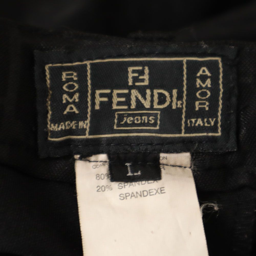 フェンディ イタリア製 総柄 スラックスパンツ L 黒 FENDI レディース