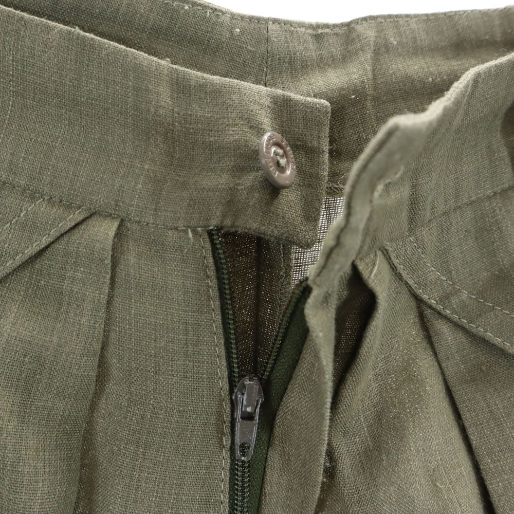 philippe salvet リネンブレンド フランス製 タック パンツ P グリーン系 philippe salvet レディース