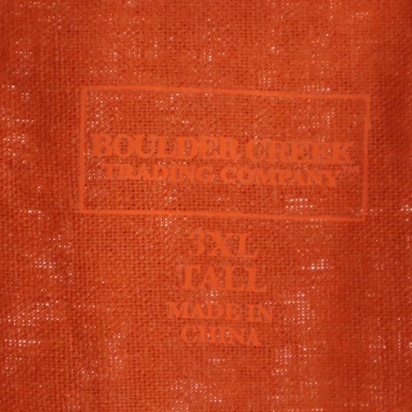 ボルダークリーク リネンブレンド 半袖 シャツ 3XL オレンジ系 BOULDER CREEK ビッグサイズ メンズ