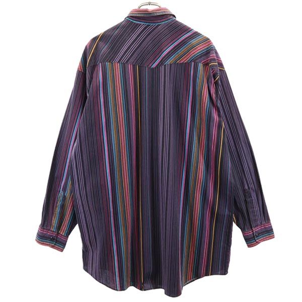 SERGIO VALENTE 80s ヴィンテージ ストライプ 長袖 ウエスタンシャツ 2LT パープル系 メンズ