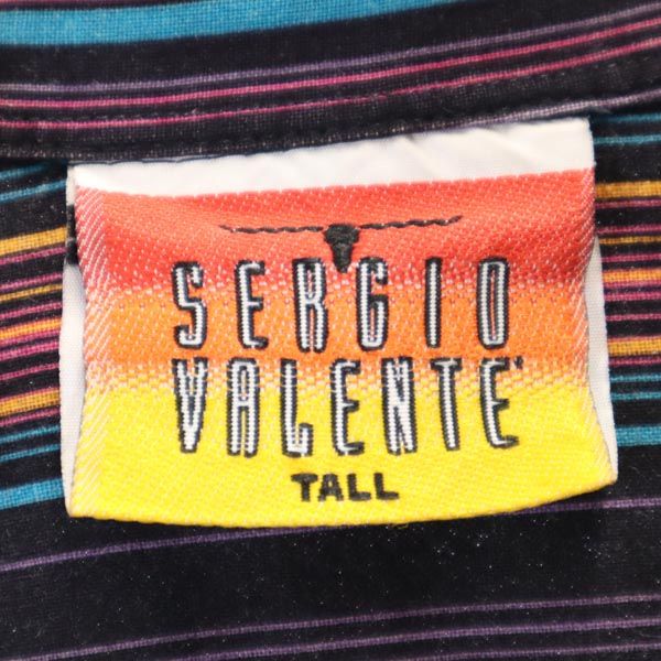 SERGIO VALENTE 80s ヴィンテージ ストライプ 長袖 ウエスタンシャツ 2LT パープル系 メンズ