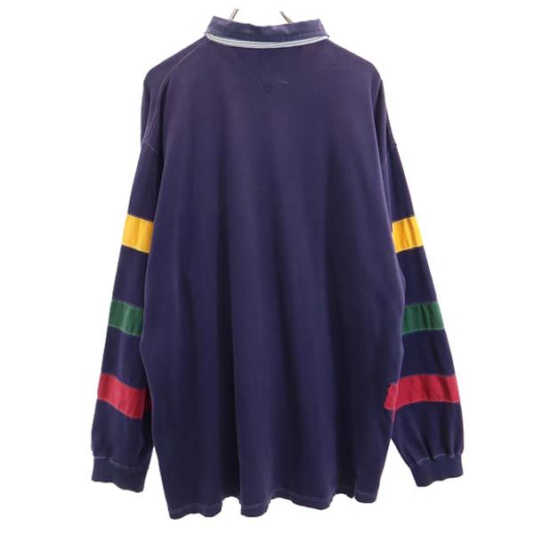 Hathaway SPORT ハサウェイスポーツ 90s オールド ボーダー ライン 長袖 ポロシャツ XL ネイビー メンズ