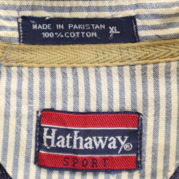 Hathaway SPORT ハサウェイスポーツ 90s オールド ボーダー ライン 長袖 ポロシャツ XL ネイビー メンズ