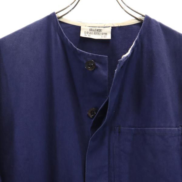 KRAJEWSKI ドイツ ジャーマンワーク ユーロ ノーカラーコート 青系 メンズ