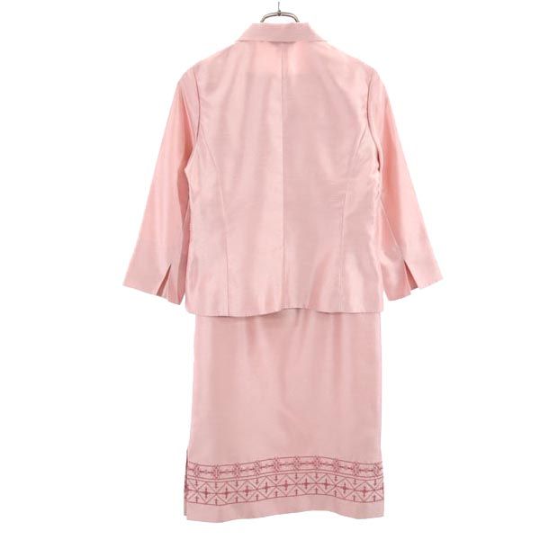 4℃ ヨンドシー 日本製 7分袖 セットアップ スーツ M ピンク ジャケット ノースリーブワンピース レディース