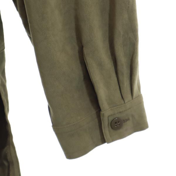 OLD オールド 90s オールド ベロア 長袖 ベロア ロングシャツ 22W カーキ カットソー レディース