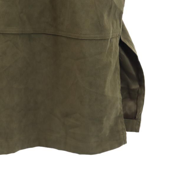 OLD オールド 90s オールド ベロア 長袖 ベロア ロングシャツ 22W カーキ カットソー レディース