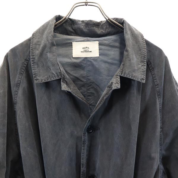ウティ 日本製 ステンカラーコート 4 ネイビー系 OUTIL ウエストベルト メンズ