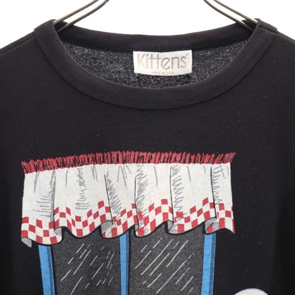 KITTENS 90s USA製 オールド 長袖 スウェット ロングワンピース ブラック系 レディース