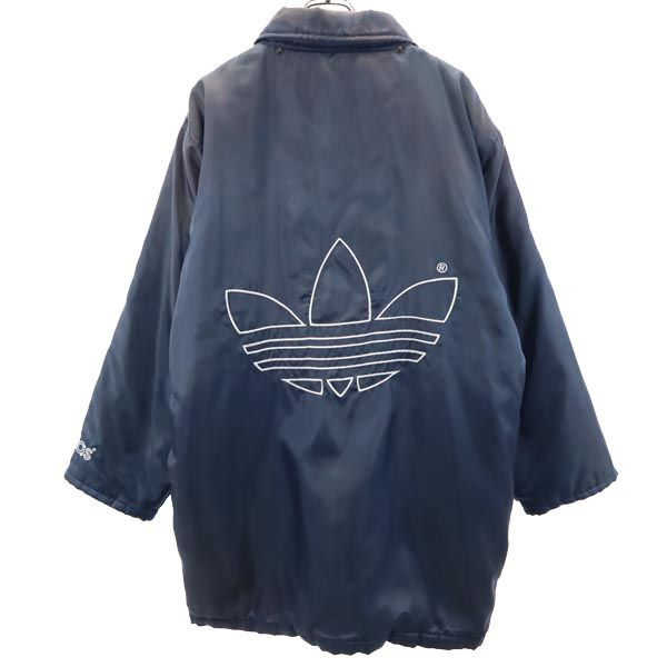 adidas アディダス 80s ヴィンテージ トレフォイルロゴ ベンチコート M ネイビー 裏キルティング メンズ