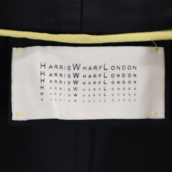 HARRISWHARFLONDON ハリスワーフロンドン イタリア製 長袖 ノーカラーコート 42 ネイビー系 レディース