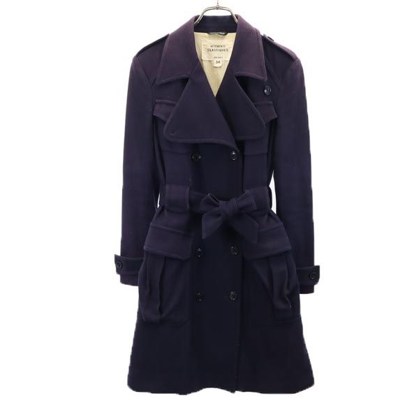 VETEMENTS CLASSIQUES ウールブレンド トレンチコート 36 ネイビー レディース