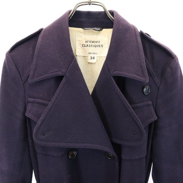 VETEMENTS CLASSIQUES ウールブレンド トレンチコート 36 ネイビー レディース