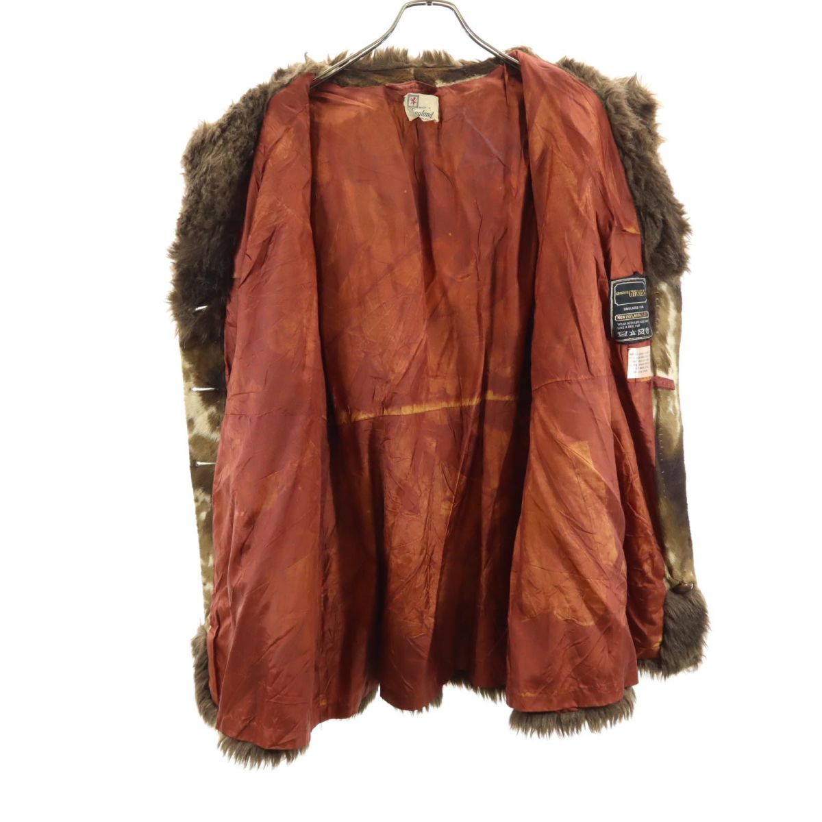 VINTAGE ヴィンテージ 70s 80s イギリス製 アニマル柄 ファー コート ブラウン系 レディース