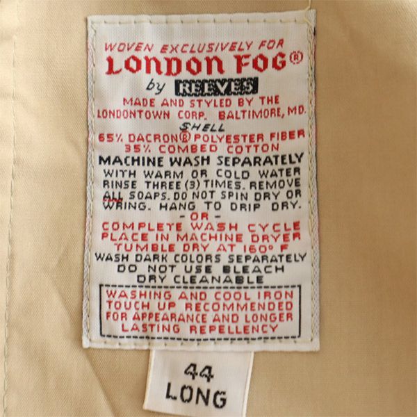 LONDON FOG ロンドンフォグ 80s ヴィンテージ ステンカラーコート 44 ベージュ メンズ