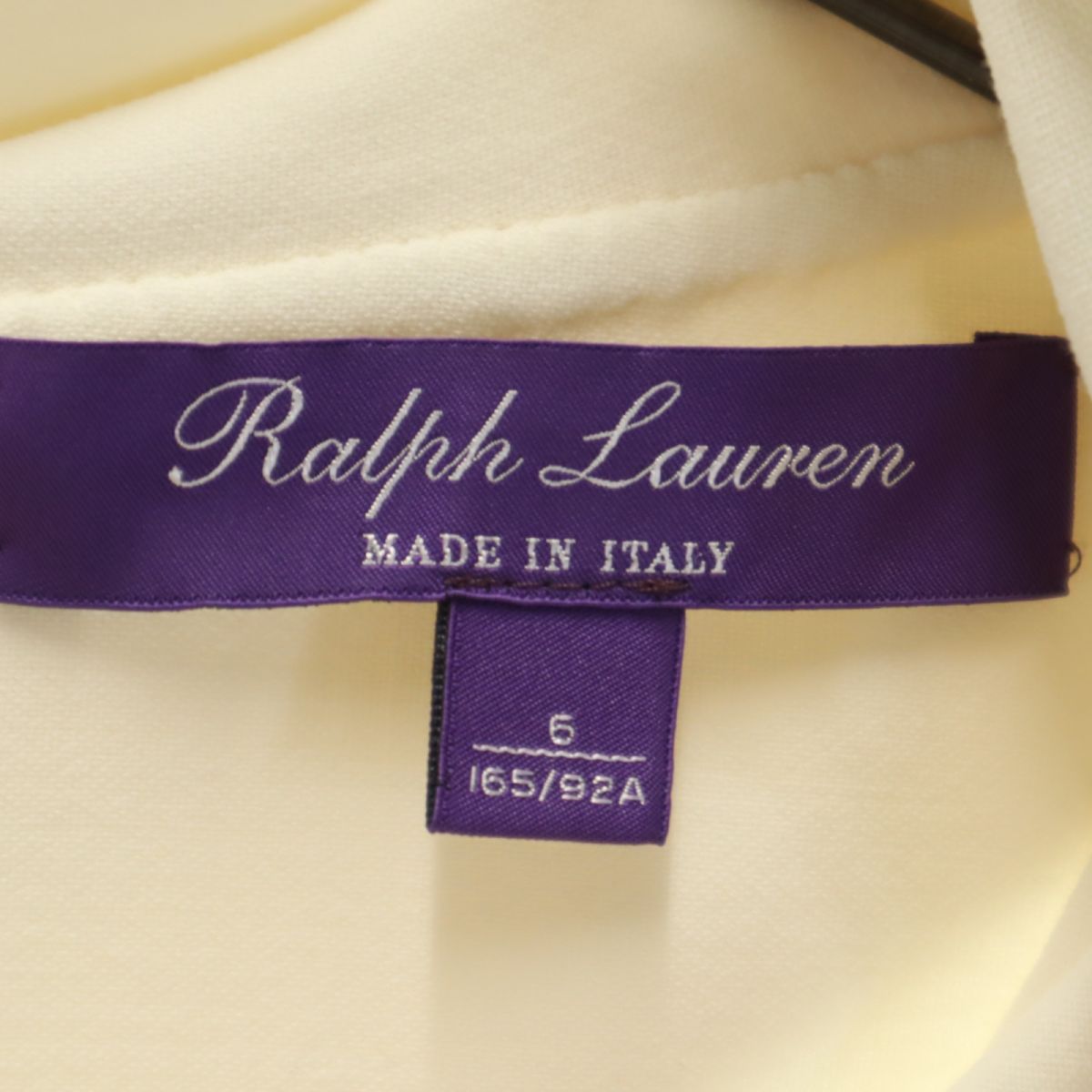 RALPH LAUREN ラルフローレン イタリア製 パープルレーベル 長袖 ウールブレンド ワンピース 6 アイボリー系 レディース