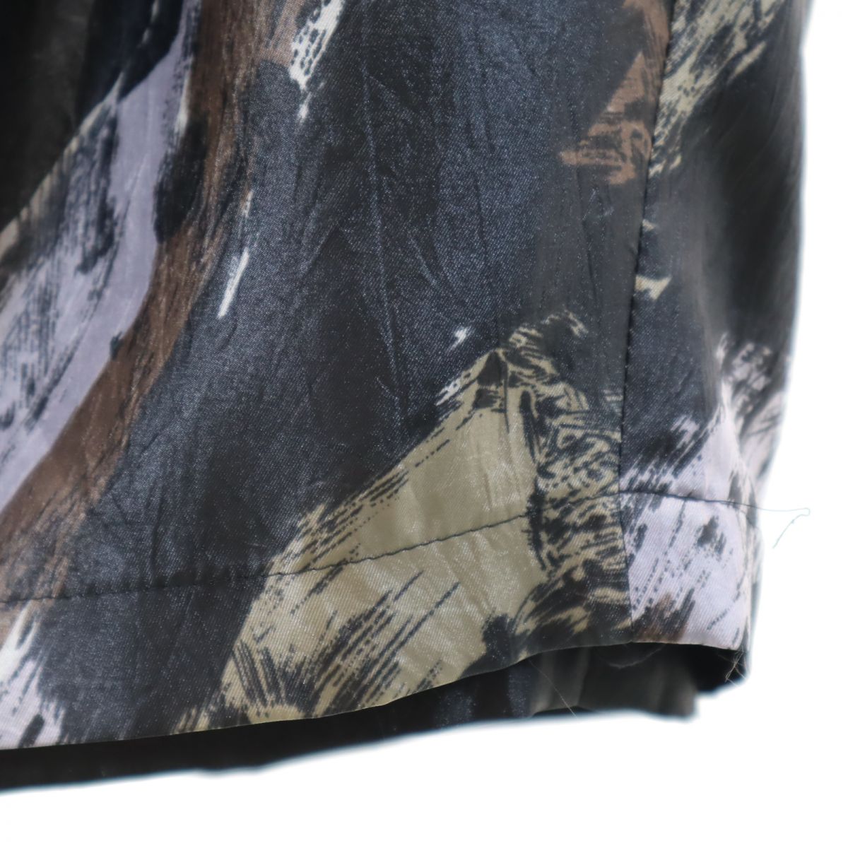 OLD オールド 日本製 デザイン 総柄 リバーシブル 開襟 コート M ブラック系 メンズ